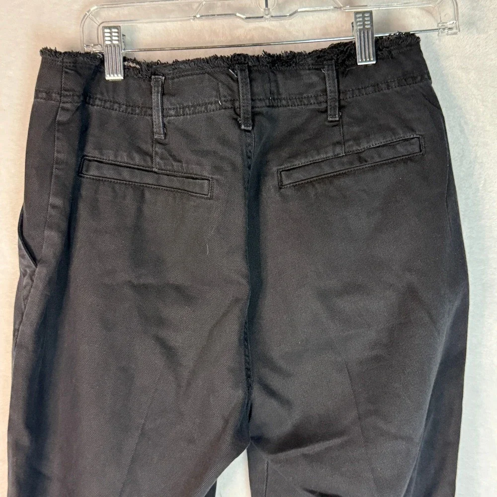 Bella Dahl Black Frayed Hem Tapered Utility Pants Women's Size 28 Cotton Tencel